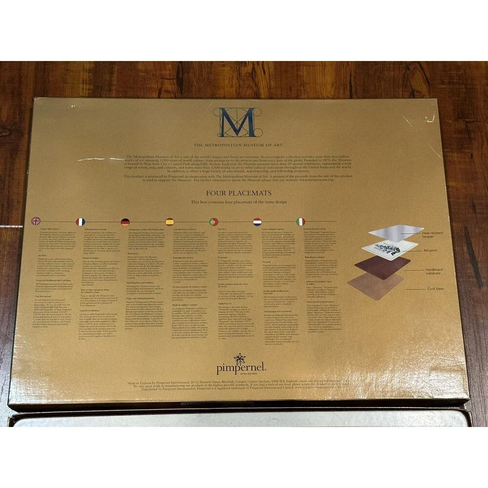 Set of (4) Vintage MoMA Pimpernal Made In England Cork Back Blue Sage Placemats